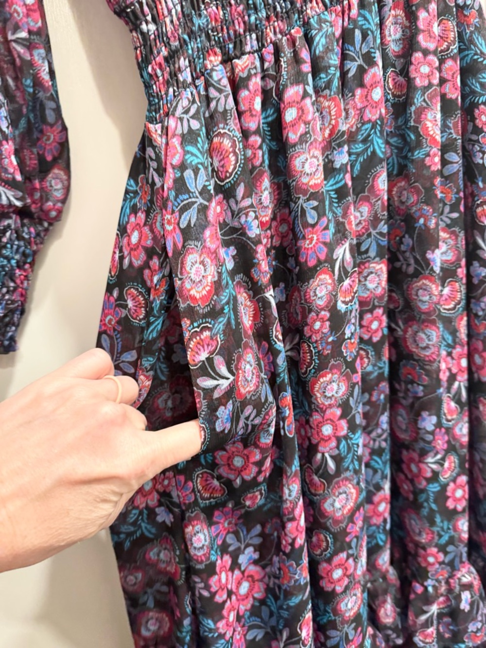 Misa‎ Los Angeles Virginie Maxi Dress Electric Ditsy Boho Party Sheer Feminine - Picture 9 of 15